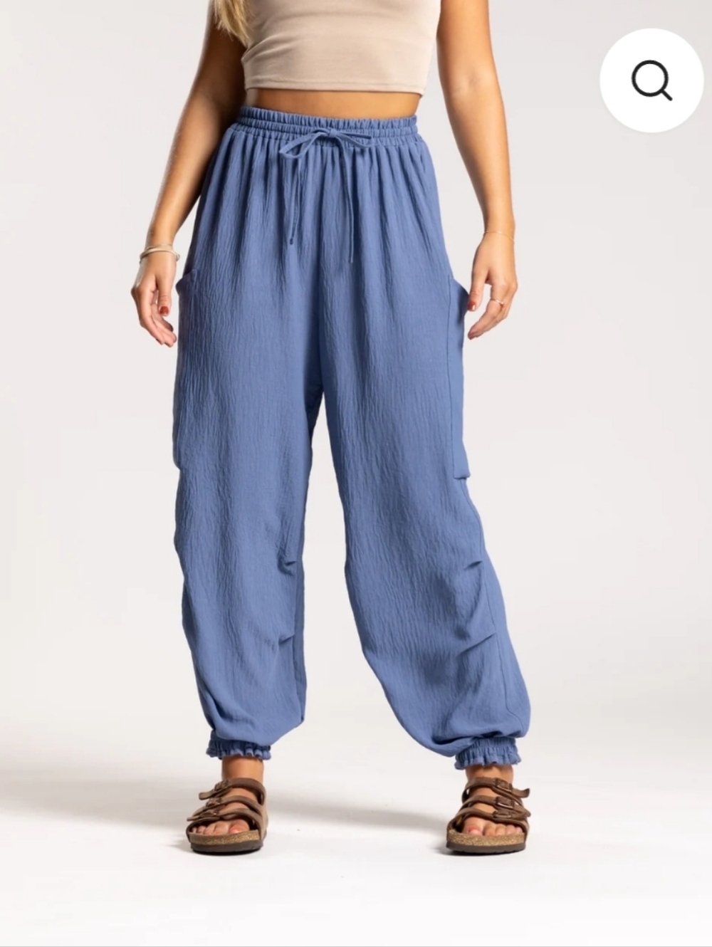 Casual Blue Drawstring Jogger Pants
